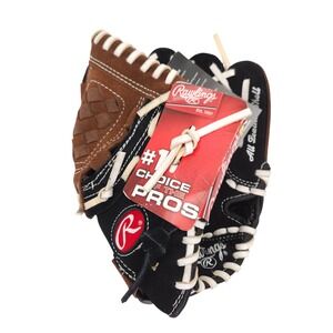 Rawlings PP100DP 10 Inch Youth Baseball Glove Leather Shell Black Brown RH Throw